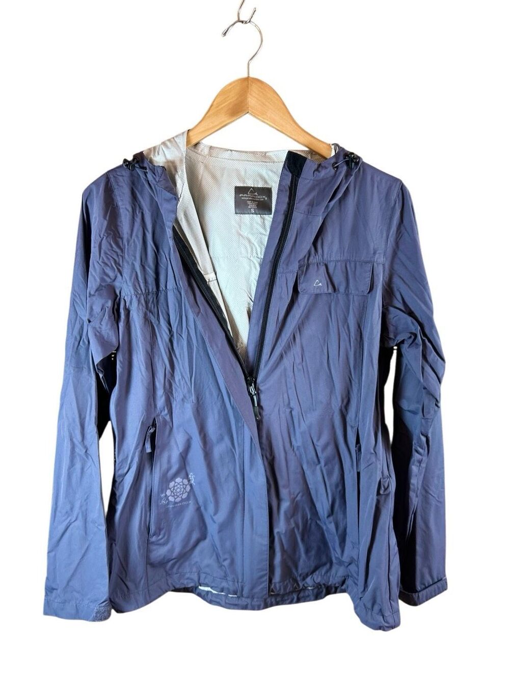 Paradox Outdoors Small Periwinkle Hooded Rain Jacket Full Zip